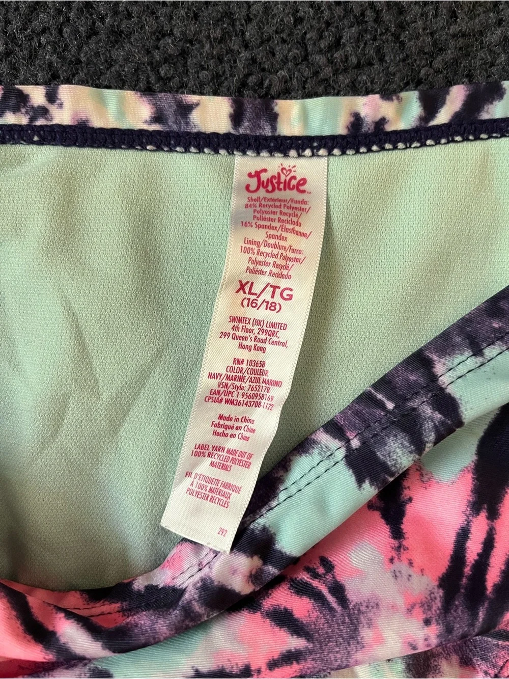 Justice High Waist Tie-Dye Bikini Set in Pink, Purple, Mint